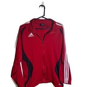 Vintage Adidas Climacool Full Zip Red Track Jacket with Black Mesh Panels
